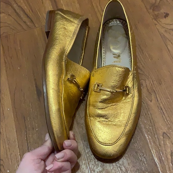 Sam Edelman metallic gold loafer w buckle size 8.5 - Picture 3 of 8